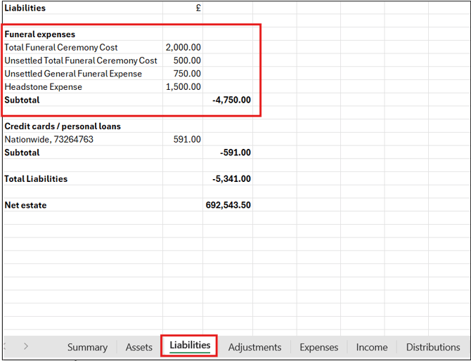 20250107 Estate Accounts Excel Output Liabilities Page