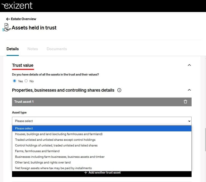 20250212 - IHT418 - Trust Value dropdown