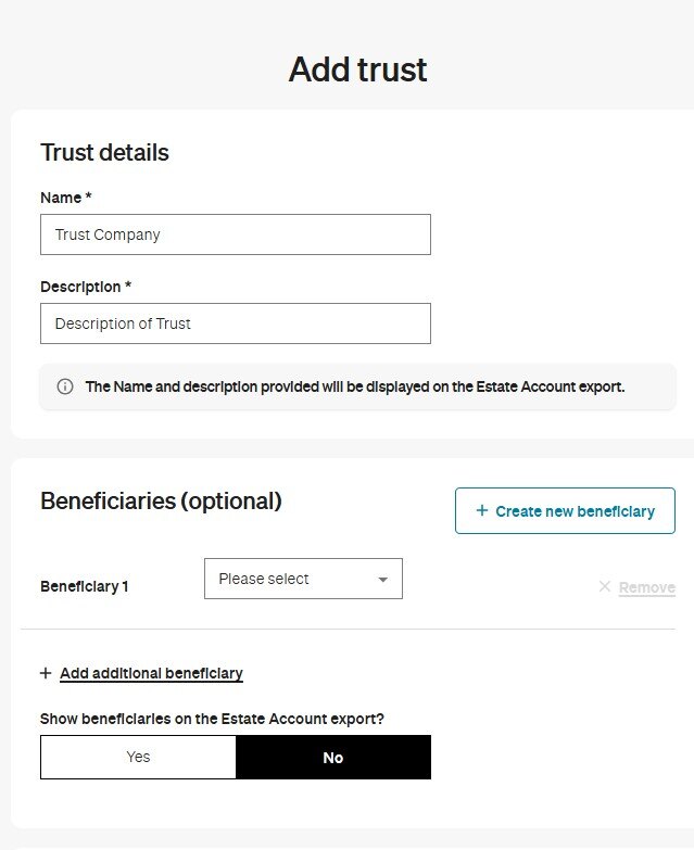 How do I add a trust to my case?