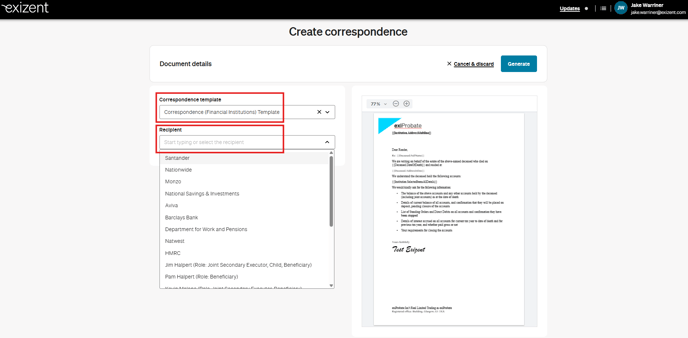 20250916 Create Correspondence Page (Financial Institutions)