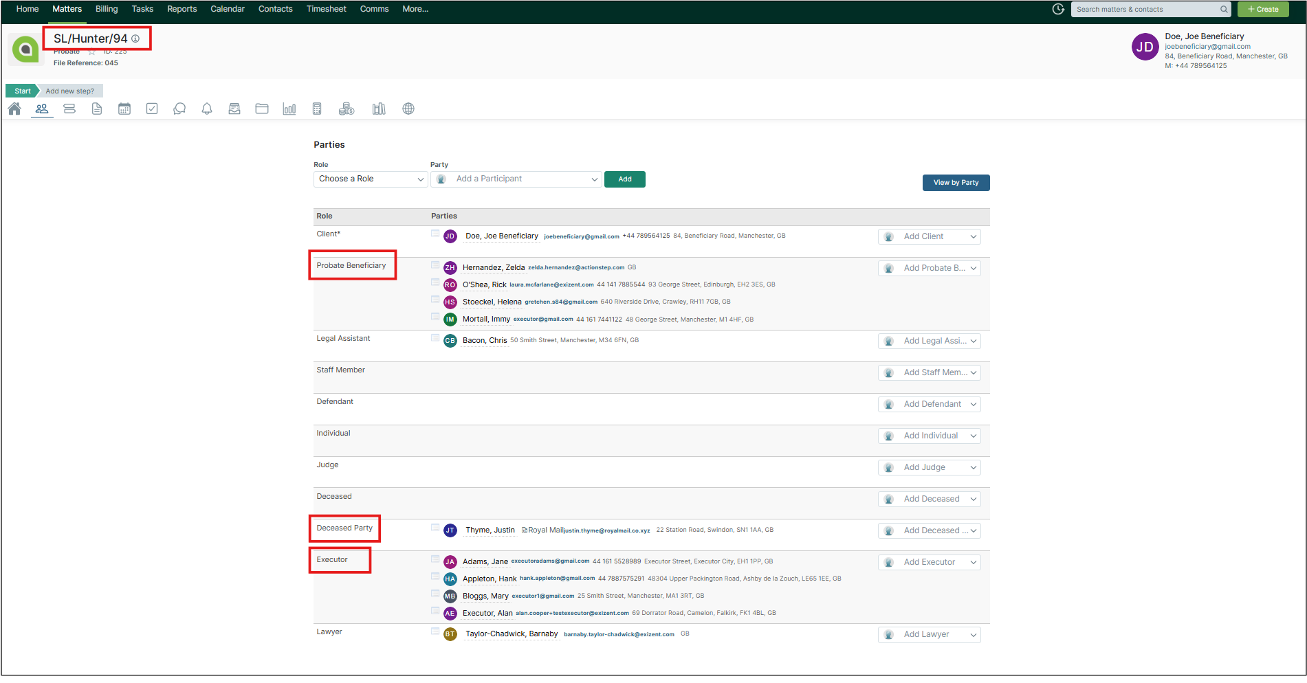 How do I share an Actionstep case with Exizent?