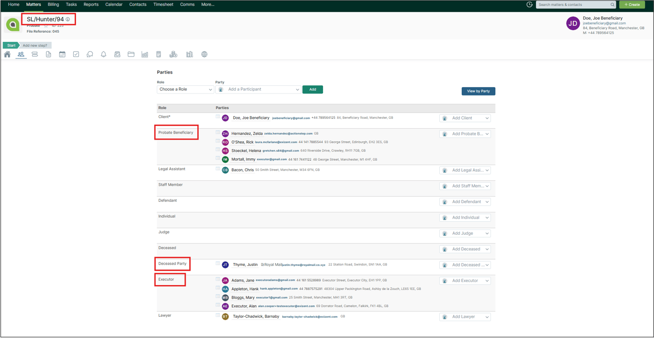 How do I share an Actionstep case with Exizent?