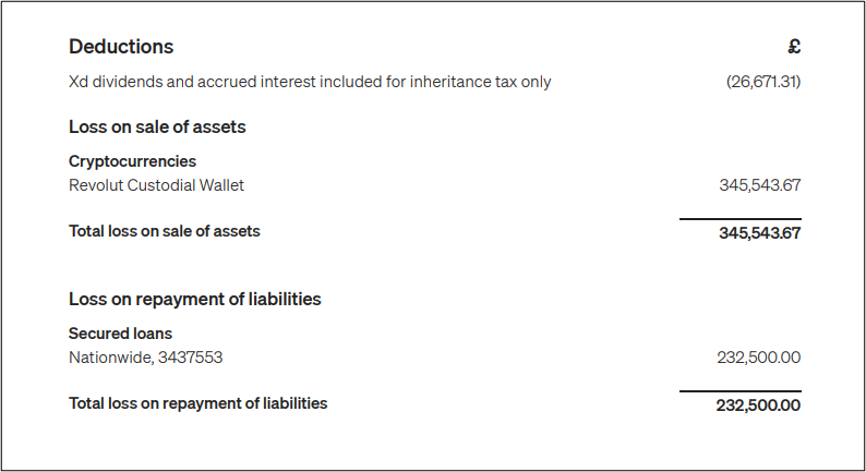 Additions and Deductions Page Explained