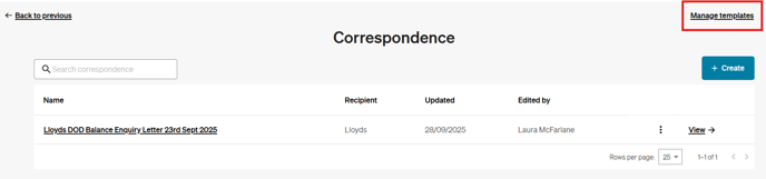 Correspondence manage templates image