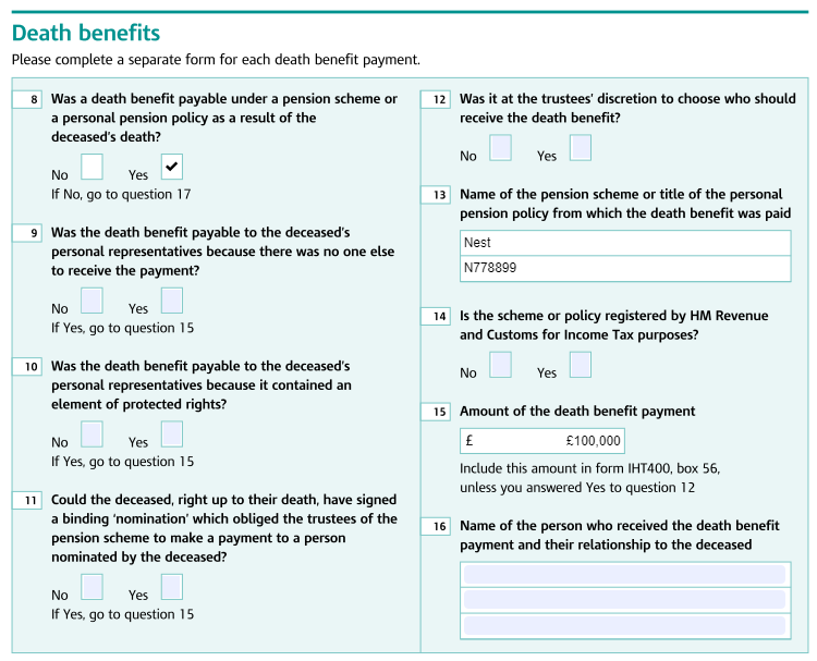How do I prepare an IHT409 form?