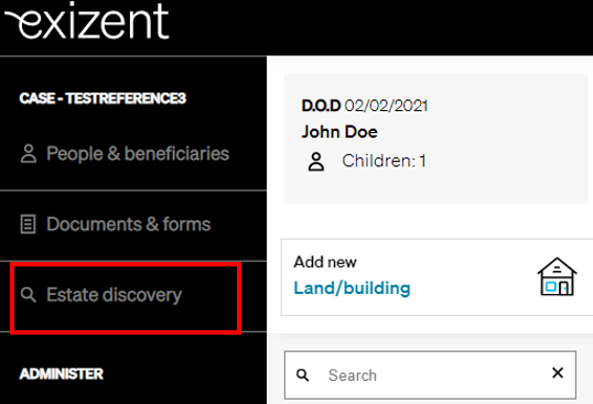 20220112 Access Estate Discovery from Estate Overview