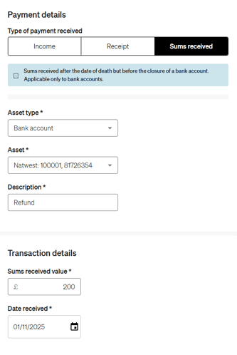 20251121 - Payment Type - Sum Received