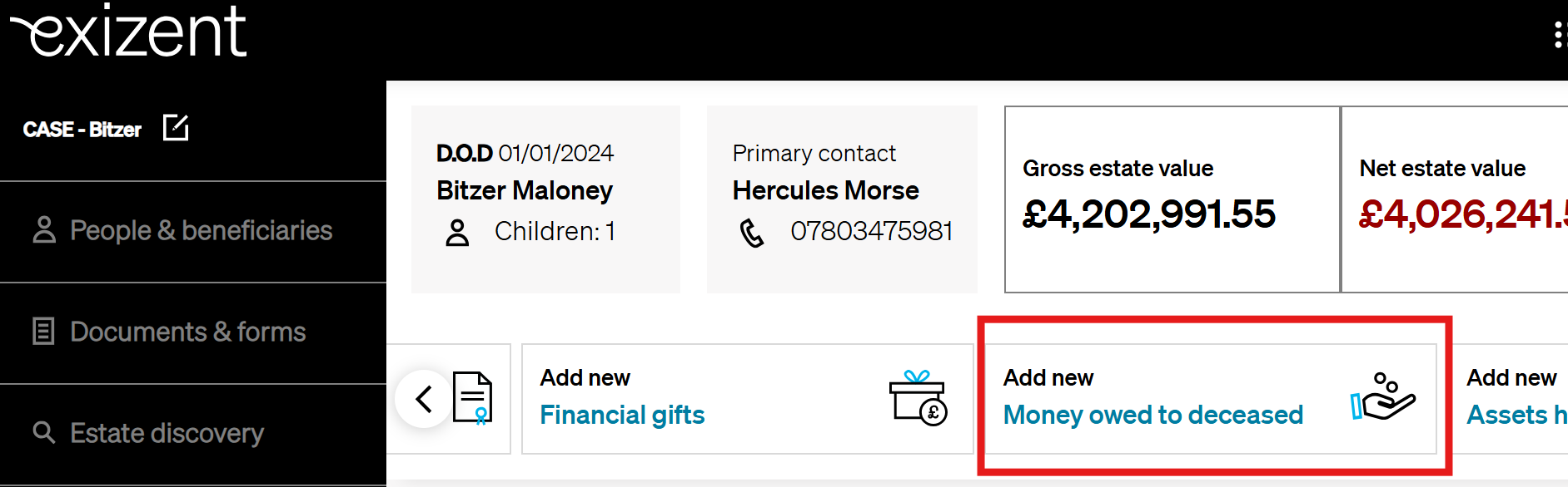 How do I add items with interest in another estate?